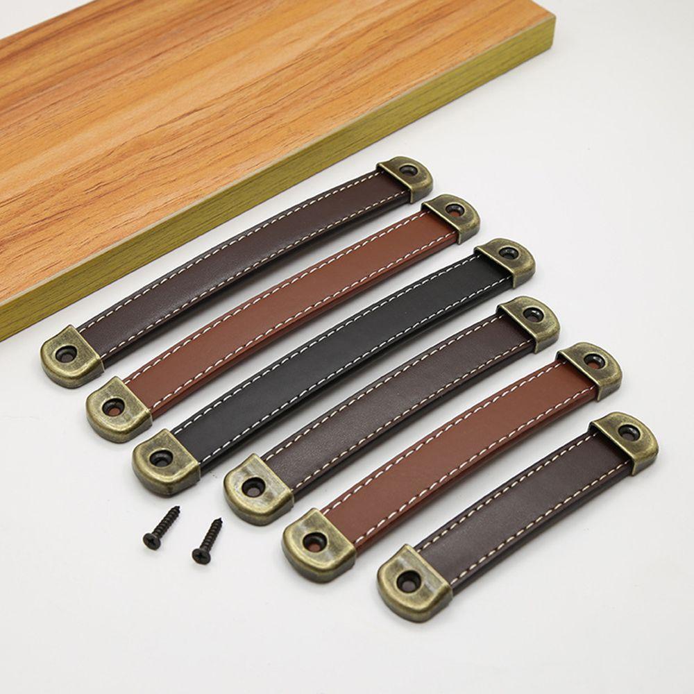 CONOPERY Bộ 4 Tay Nắm Cửa Tủ Bằng Da Phong Cách Vintage