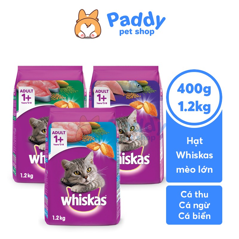 Hạt Whiskas Cho Mèo Lớn Vị Cá Biển, Cá Thu, Cá Ngừ