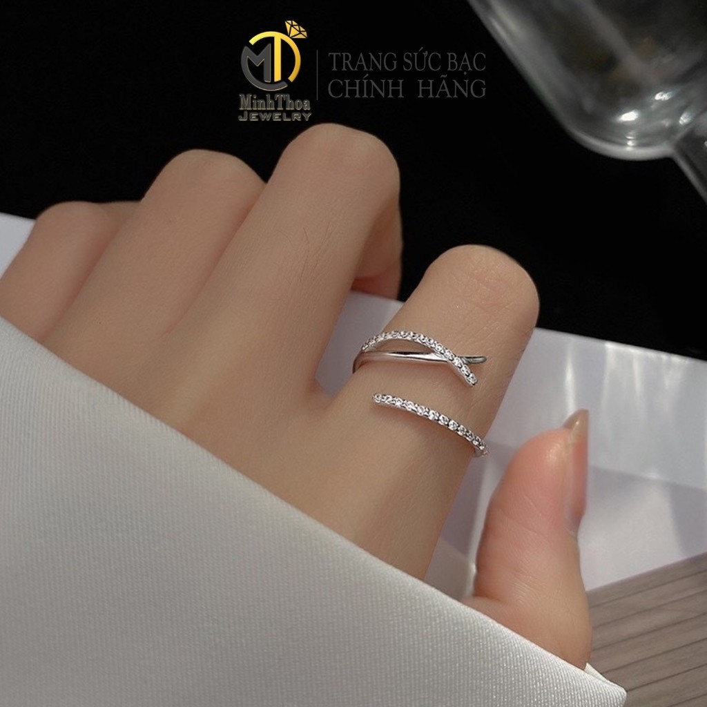 Nhẫn bạc nữ dáng hở đơn giản cá tính phụ kiện trang sức bạc đẹp  Minh Thoa JEWELRY