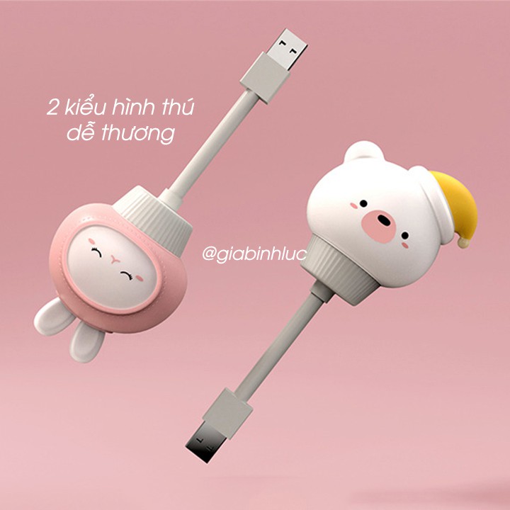 Đèn ngủ cho bé cắm USB hình thỏ gấu tích hợp điều khiển từ xa hẹn giờ, cảm ứng chạm, điều chỉnh độ sáng tiện lợi