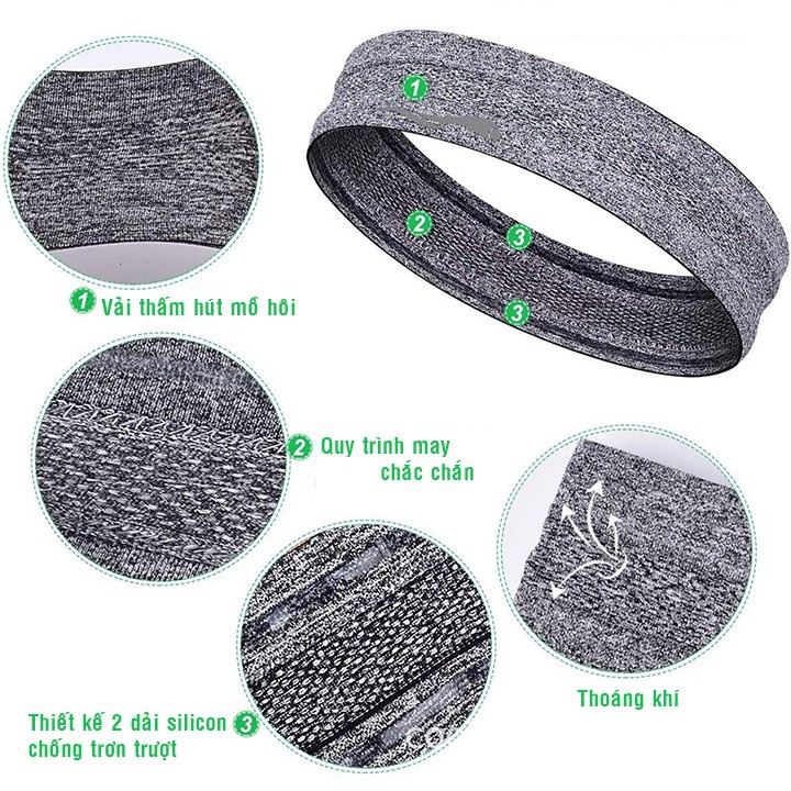 Băng đô thể thao Headband nam nữ thấm mồ hôi trán băng đầu chạy bộ cầu lông Tennis tập Gym