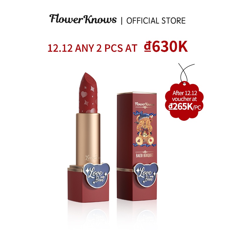 Son môi màu lì Flower Knows lâu trôi thiết kế vò ngoài đáng yêu 3.8g