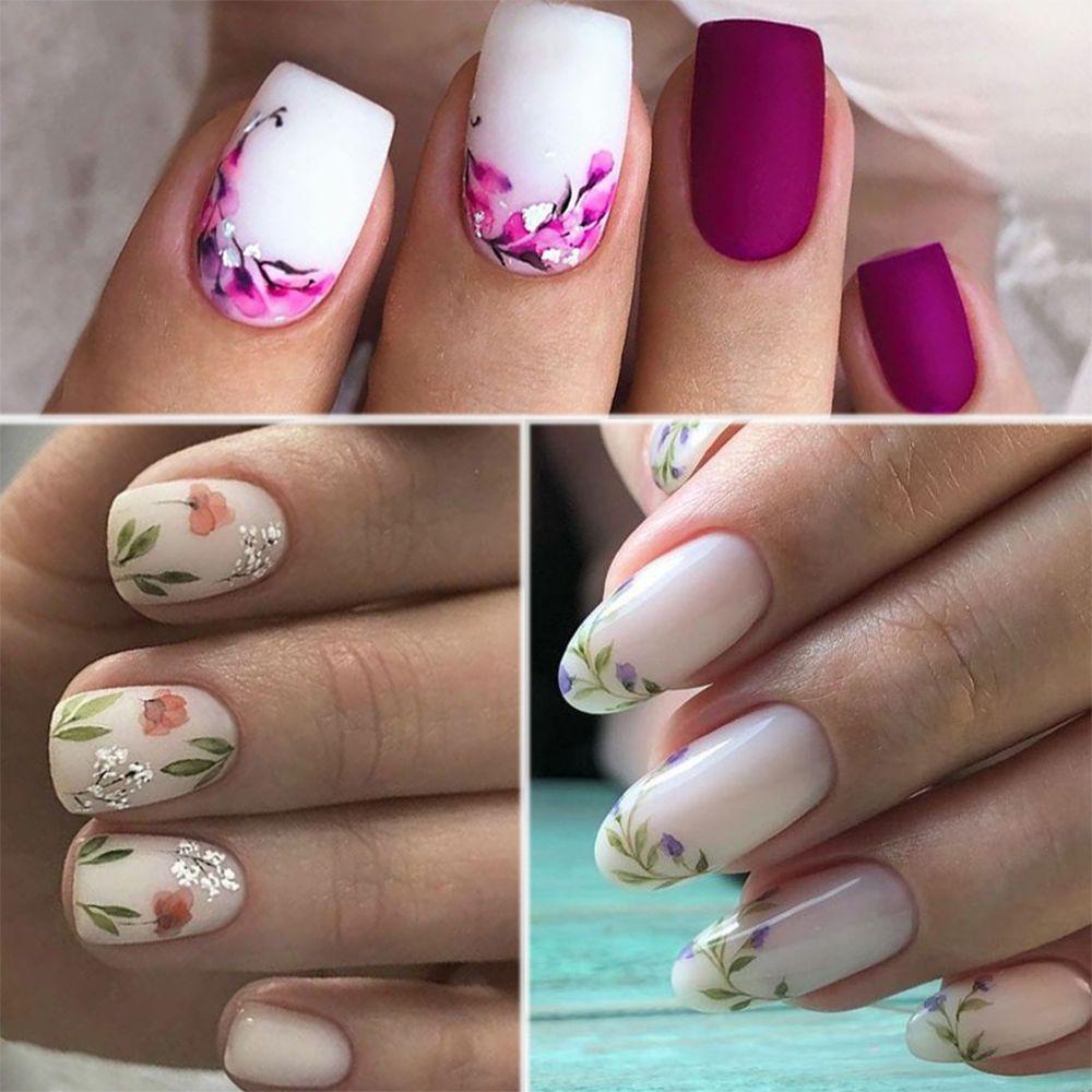 Miếng Dán Trang Trí Móng Tay Họa Tiết Hoa Anh Đào / Lá Xinh Xắn