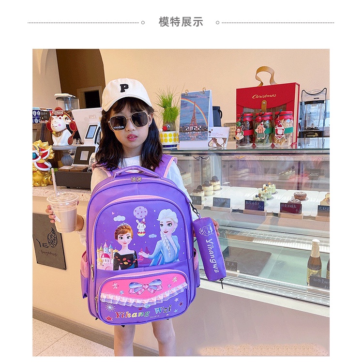 [SIZE 40CM] Balo cho bé tiểu học từ lớp 3-7 họa tiết hoạt hình nhiều ngăn hình công chúa, siêu nhân chống thấm nước