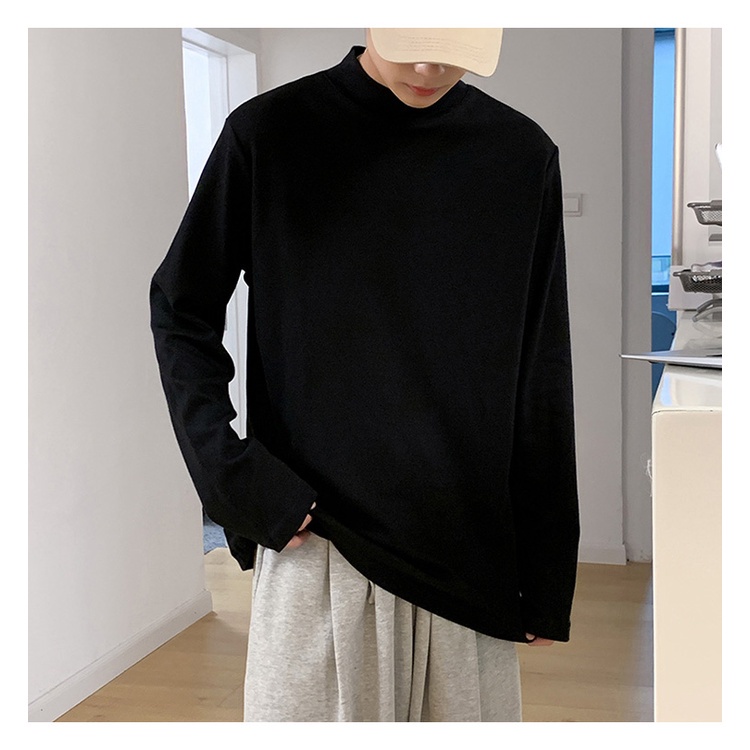 Áo thun tay dài cổ cao đơn giản thời trang trẻ trung dành cho nam