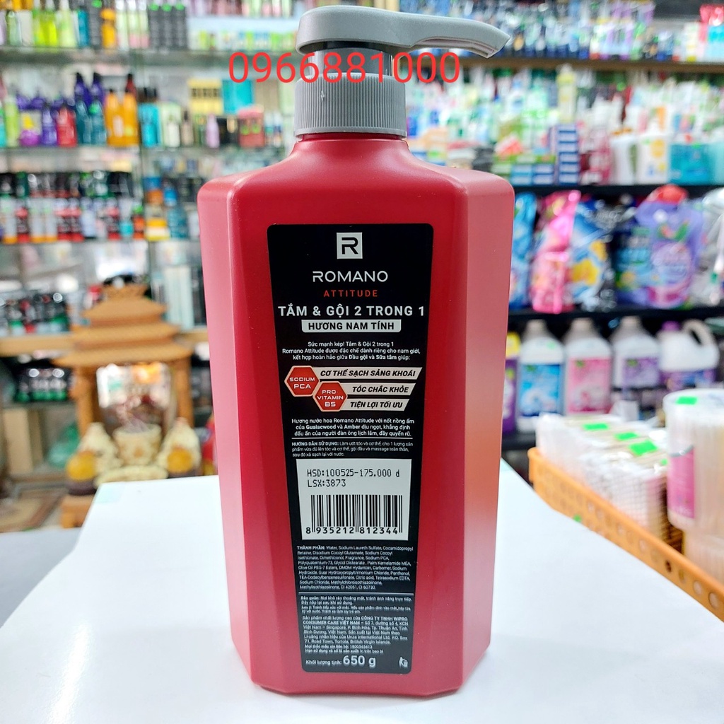 Tắm Gội Romano 2in1 650g Đỏ Attitude