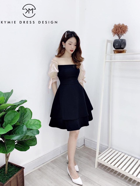 Đầm hai tầng tay nơ rớt vai dễ thương - Kio Dress