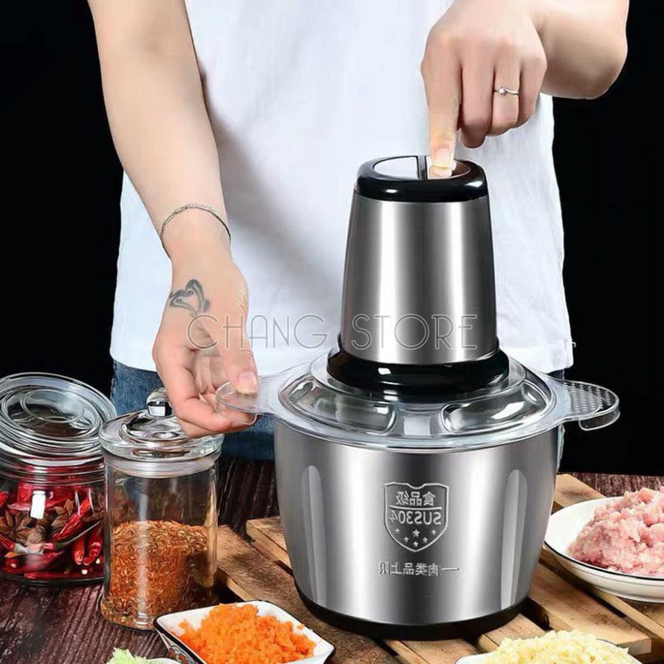 Máy Xay Thịt Đa Năng Cối INOX 304 2L Công Suất 250W, 4 Lưỡi, Cối xay thực phẩm Đa Năng | (LH3)