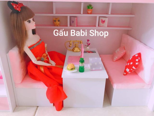 Giường kết hợp sofa cho búp bê babies 30cm, size 1/6