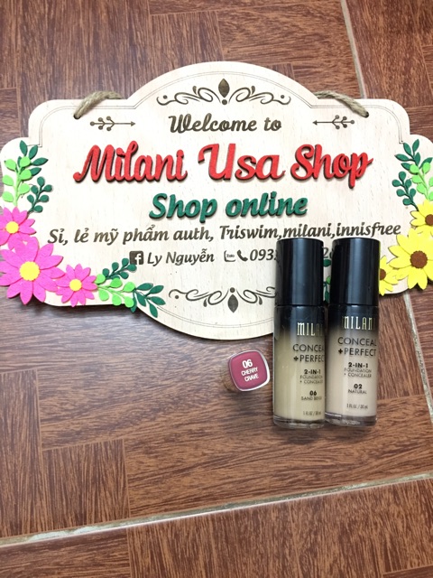 Combo 2 kem nền 2in1 Milani và 1 son kem Milani siêu lì tone 06 | BigBuy360 - bigbuy360.vn
