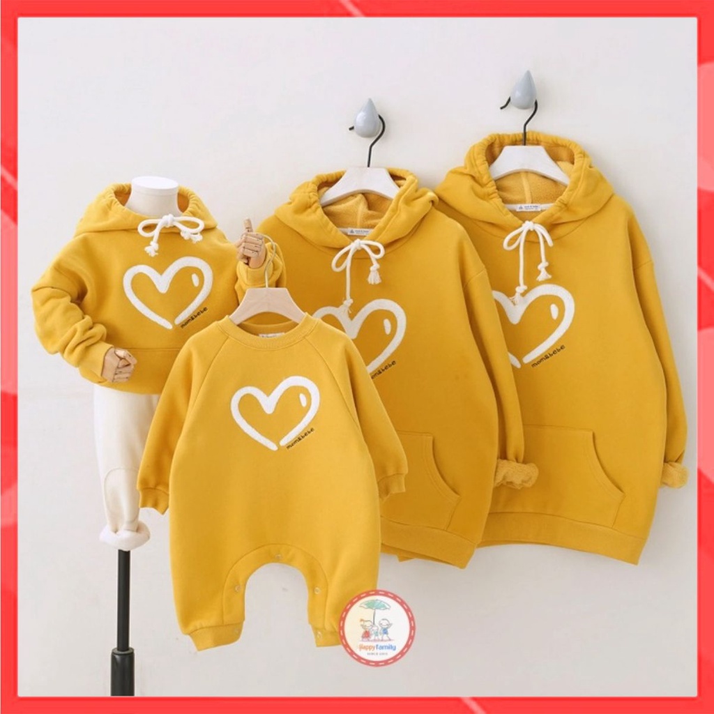 Áo Hoodie Gia Đình Familylove - Áo Gia Đình Thu Đông Họa Tiết Trái tim Dễ Thương Chất Liệu Nỉ Da Cá Cao Cấp