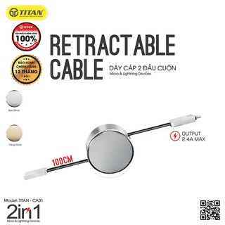 Cáp dây rút 2in1 TITAN - CA31 (vàng, bạc) (Bảo Hành 12 Tháng)
