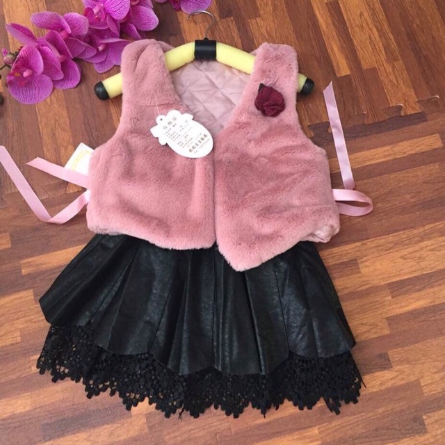 Sét áo lông váy da