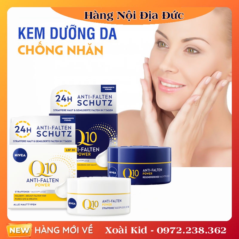 Kem dưỡng da Nivea Q10 power Mẫu mới giảm nếp nhăn, chống lão hóa,dưỡng trắng của Đức -DATE MỚI ĐỦ BILL