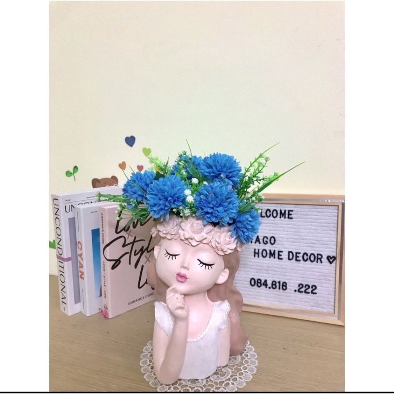 Bình hoa cô gái.decor nhà cửa.cắm hoa tươi hoa khô hoa giả