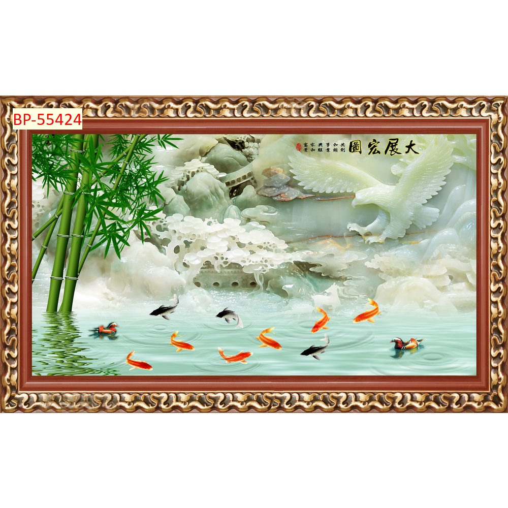 Tranh Cá Chép và Hồ Sen dán tường 3D phù hợp treo ở nhiều không gian