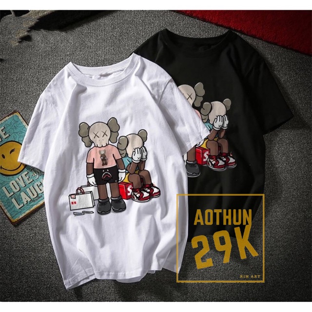 ALBUM 1083 - ÁO THUN UNISEX ĐEN TRẮNG KAWS