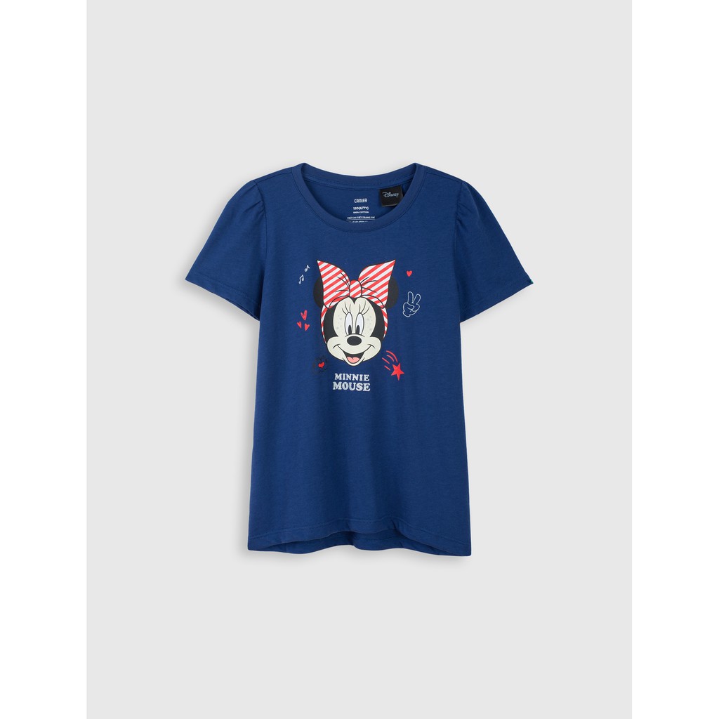 Áo phông bé gái CANIFA cotton USA in hình chuột Mickey dễ thương cộc tay cổ tròn - 1TS21S013