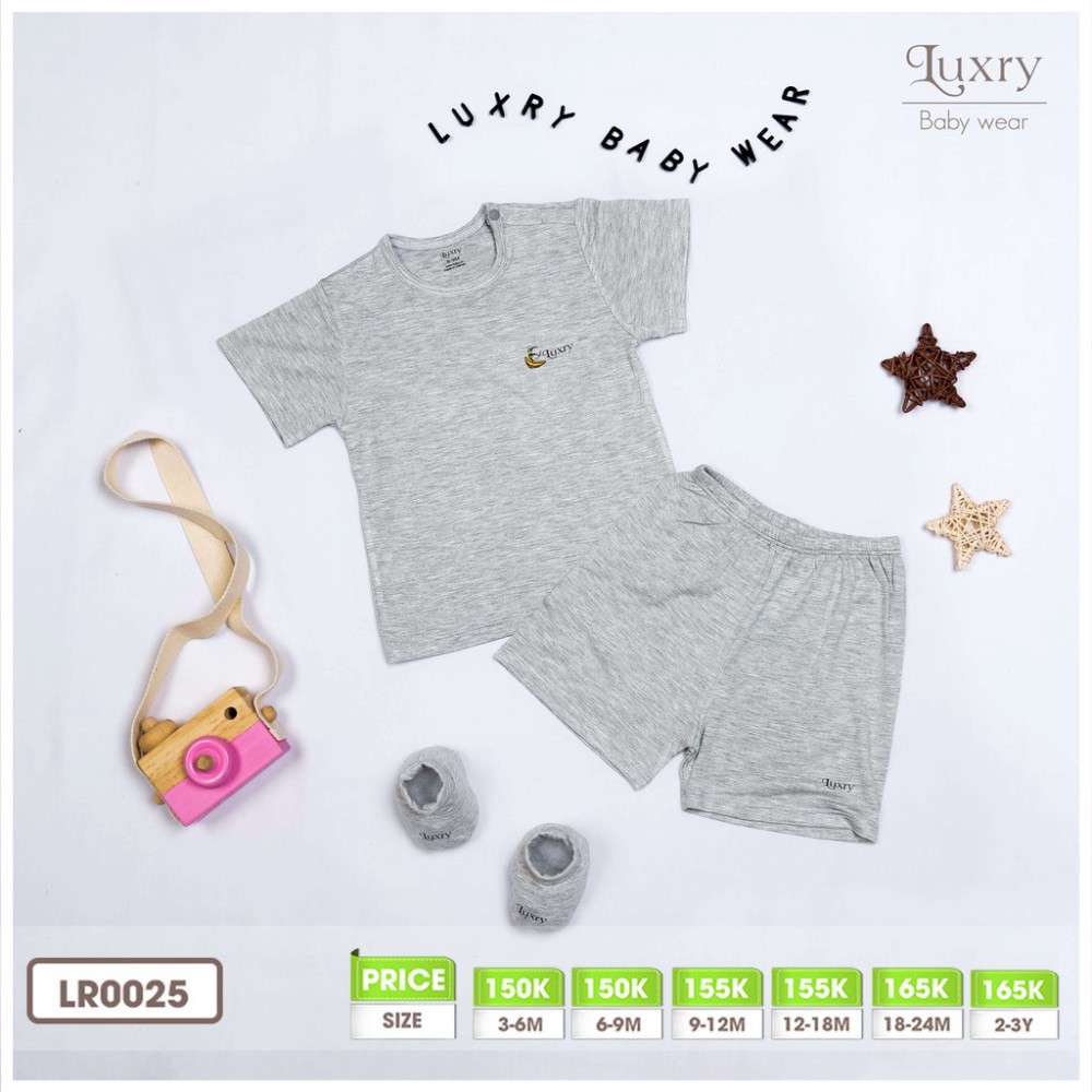 Bộ Quần Áo Cộc Tay Cài Vai Màu Sắc Basic Vải Sợi Tre Luxry cho bé trai bé gái từ 3 tháng đến 5 tuổi