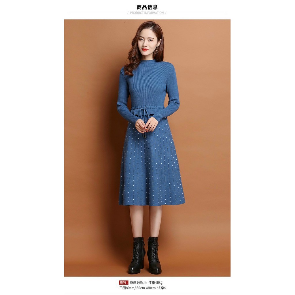 ĐẦM XÒE LEN CHÂN VÁY CHẤM BI MSS320