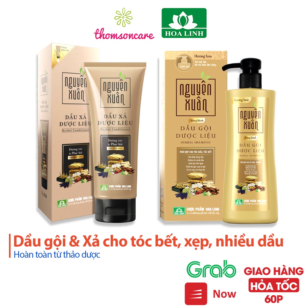 Bộ dầu gội và xả nguyên xuân chai Vàng giúp tóc bồng bềnh từ bưởi, bồ kết