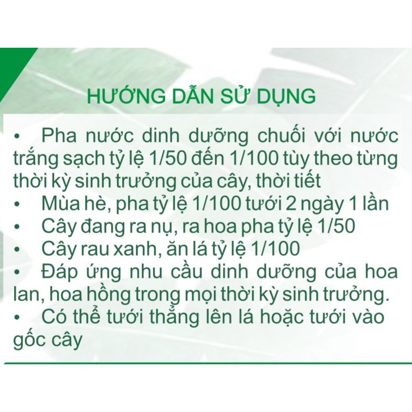 [Thần Dược Cho Cây] - Nước Dinh Dưỡng Chuối - Chai 1000ml - Thích Hợp Mọi Cây Trồng