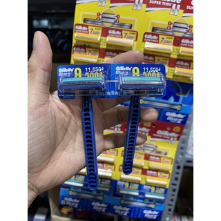 Dao cạo râu cán vàng + xanh gillette super thin