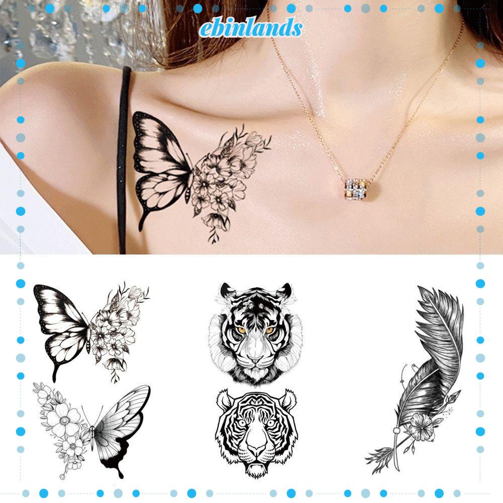 Miếng Dán Hình Xăm Tạm Thời Chống Nước Hình Bướm Hổ Thời Trang Cho Nam Nữ