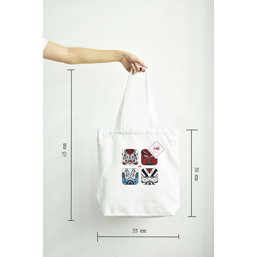 TÚI TOTE CANVAS MÀU TRẮNG ĐEN - HỌA TIẾT TUỒNG - B0BW01