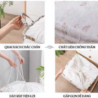 Túi đựng chăn màn quần áo họa tiết hoa quả cỡ lớn 100L, chống ẩm mốc