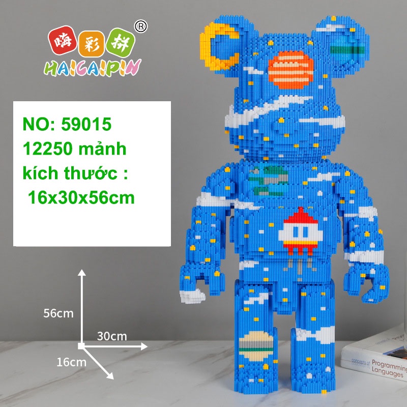 Xếp hình lắp ráp Le go tượng gấu bearbrick cỡ 55cm  bear brick LOL Jinx League XINZAI phi hành gia trang trí sang trọng