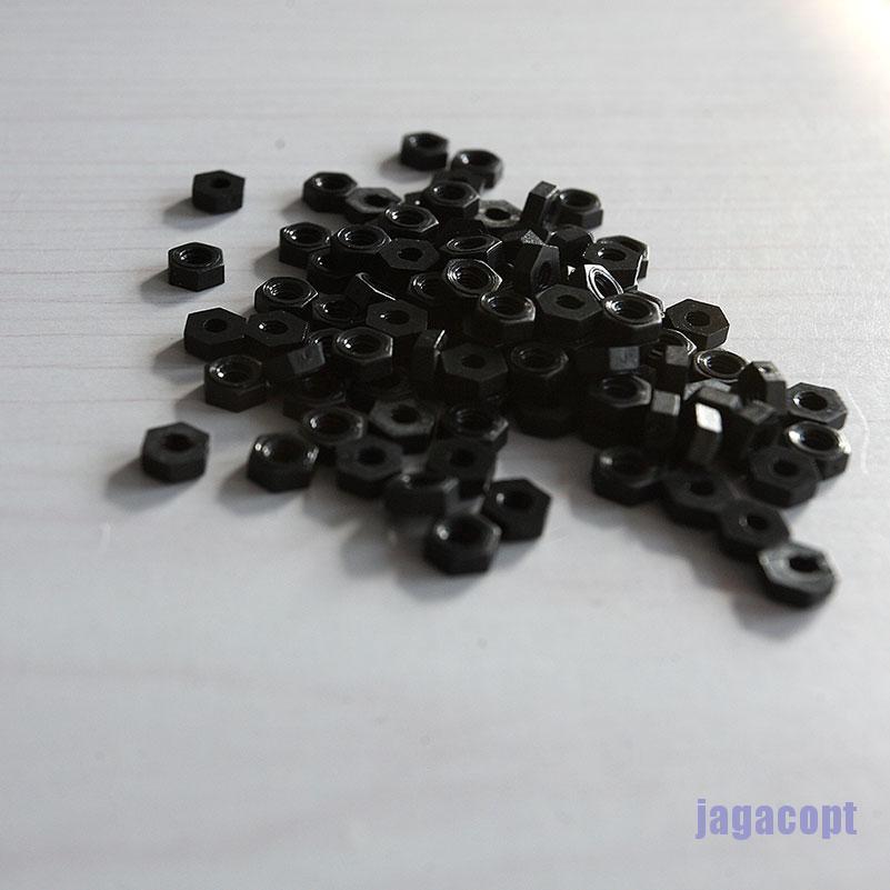 Bộ 100 Đai Ốc Lục Giác Bằng Nylon Màu Đen M3
