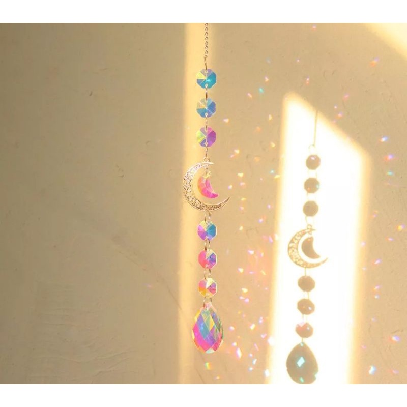 Chuông gió pha lê quà sinh nhật lưu niệm suncatcher ánh nắng cầu vồng phụ kiện trang trí nhà cửa phòng