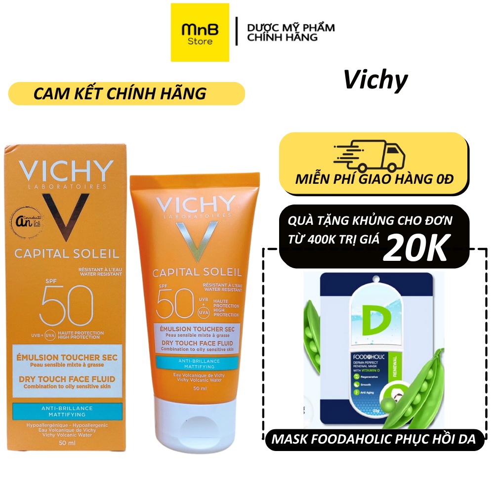 Kem Chống Nắng Vichy Emusion Ideal Soleil SPF50 Mattifying Face Fluid Dry Touch 50ml