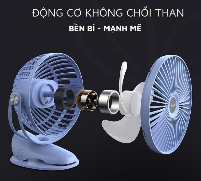 Quạt tích điện mini Yoobao Y-F04 6400mAh pin 32h kẹp xoay 720 độ