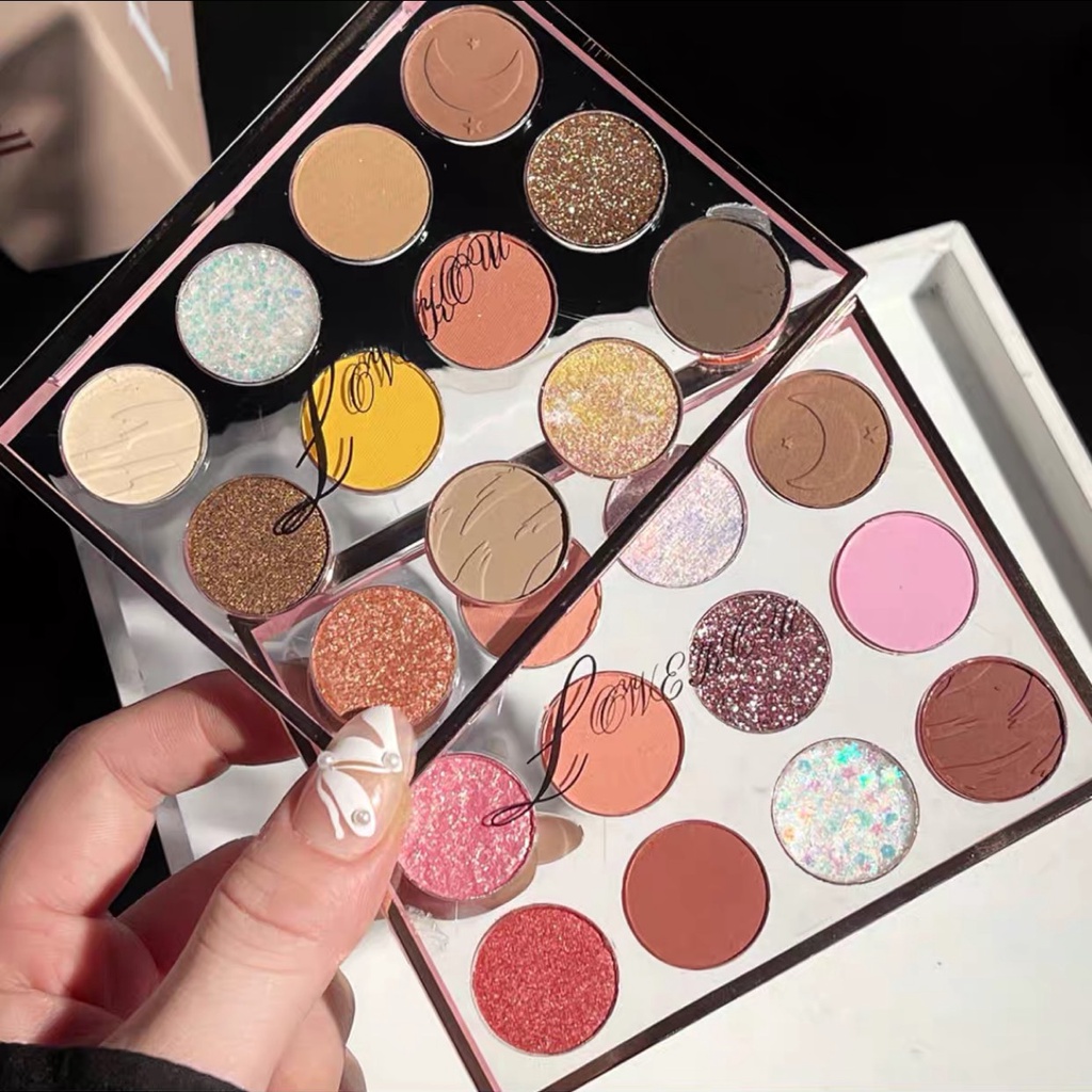 Bảng phấn mắt 12 màu DIKALU Lovekou nhũ lì bắt sáng ROTO Beauty Pressed Powder Palette xinh xắn hot trend ROTO02 DIKA11