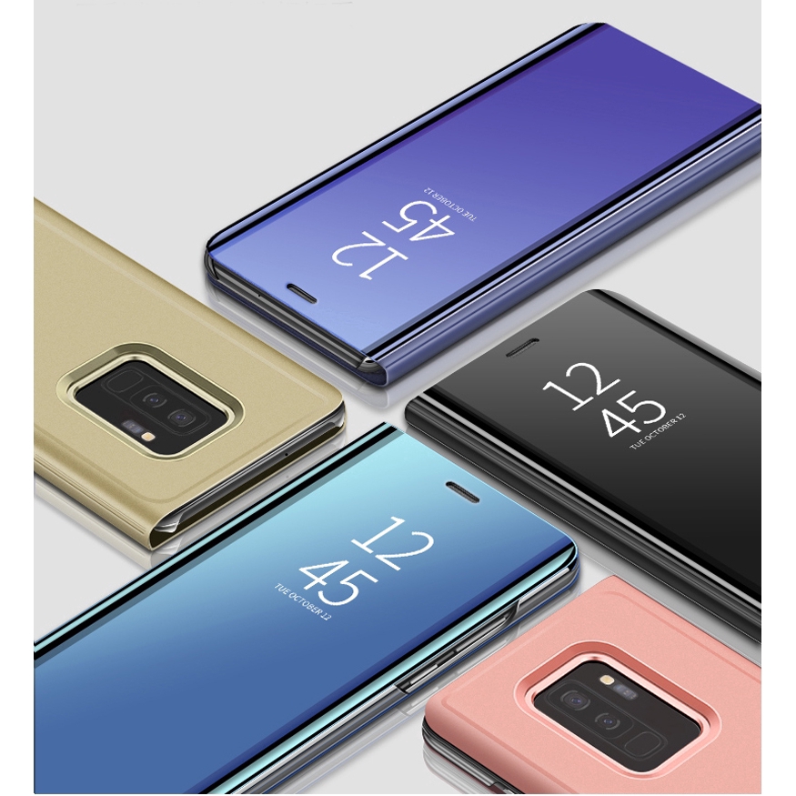 Ốp điện thoại nắp lật tráng gương sang trọng cho Samsung G. Note 5 Note FE S8 Huawei P20 Pro
