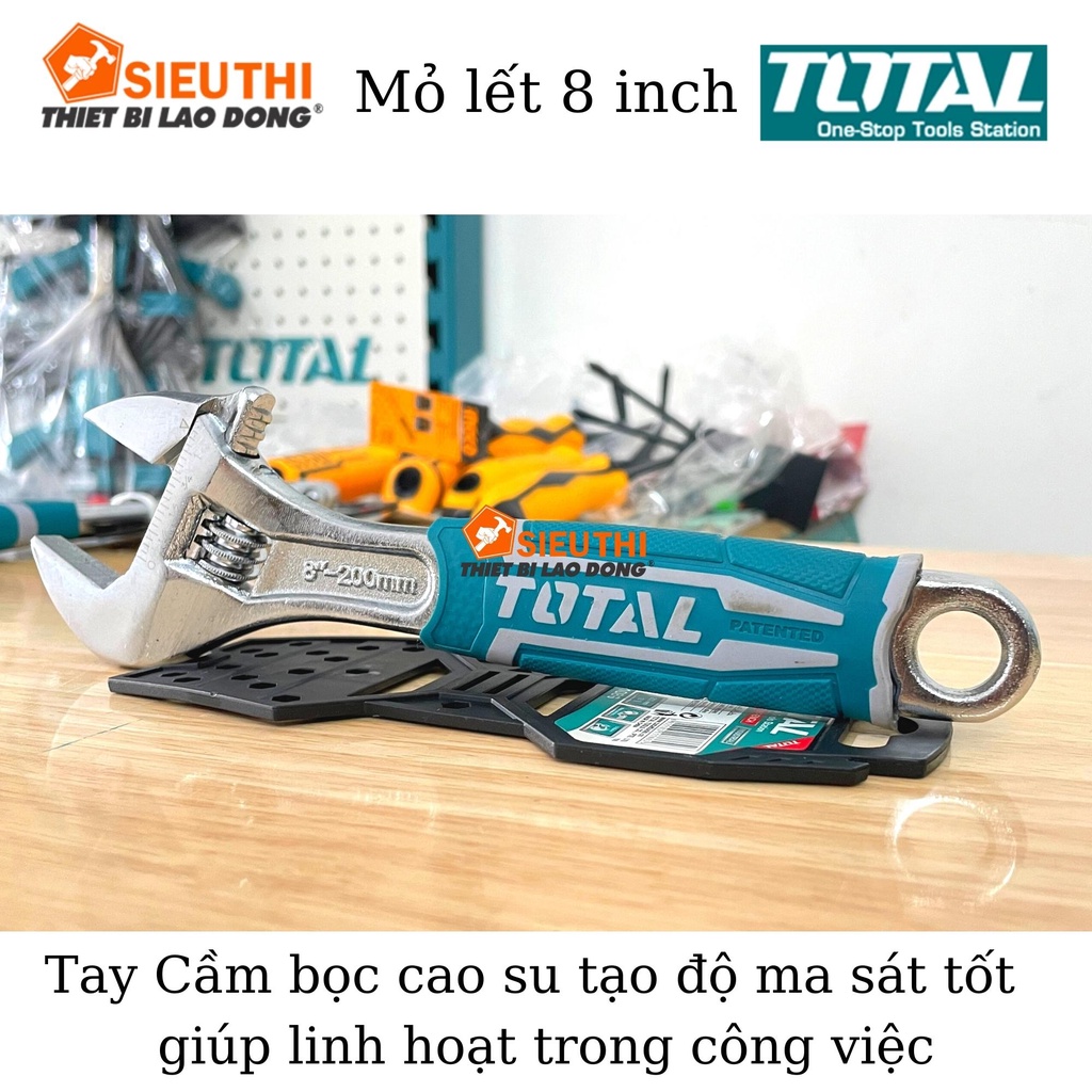 Total Cờ Lê Mỏ Lết 200mm 8inch Mở Rộng 30mm THT101086