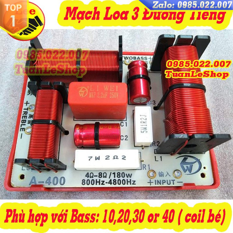 MẠCH PHÂN TẦN 3 ĐƯỜNG TIẾNG LWA400 –GIÁ 02 MẠCH LOA - ( BASS + TRUNG + TREBLE)