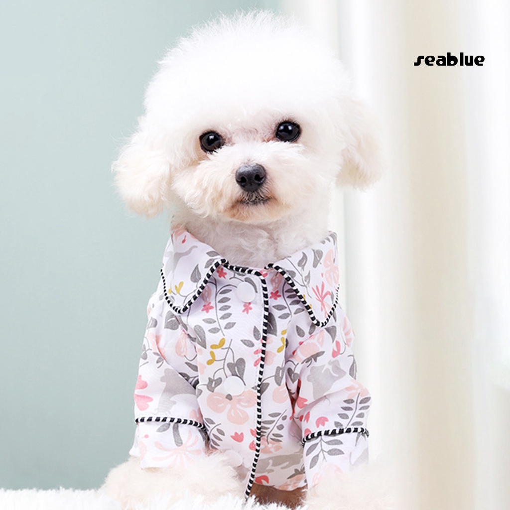 Bộ Đồ Ngủ Pijama Hai Chân Thoáng Khí In Họa Tiết Hoa Dành Cho Cún Cưng