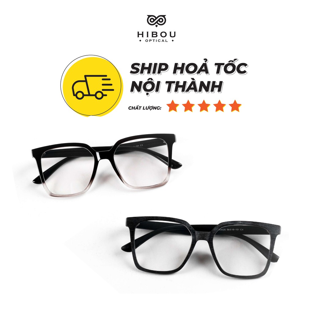 Gọng kính cận nam nữ nhựa dẻo vuông to bản K8026 - Lắp mắt cận loạn viễn độ cao