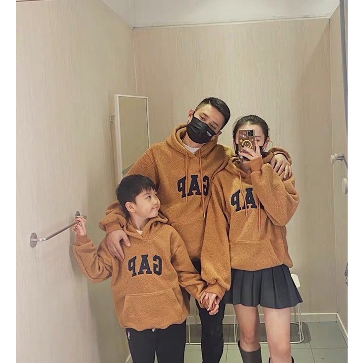 AB139 - ÁO NỈ HOODIE GIA ĐÌNH MŨ LIỀN MÀU NÂU GAP | BigBuy360 - bigbuy360.vn