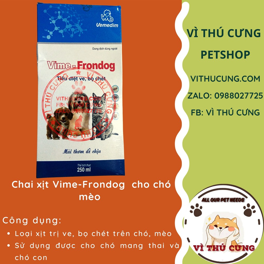 Chai Xịt Bọ Chét Rận Tai Cho Chó Mèo - Frontdog 250ml