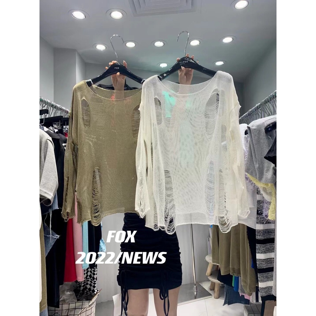 Bán Chạy!F &amp; X Áo Khoác Chống Nắng Dệt Kim Mỏng Dáng Rộng Khoét Lỗ Rỗng Màu Trơn Thời Trang Mùa Hè Cho Nữ