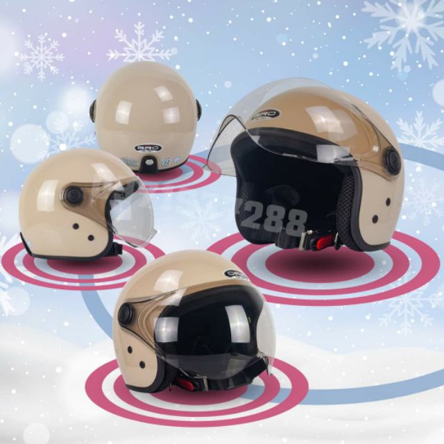 Mũ bảo hiểm gro màu sữa - mũ bảo hiểm 3|4 có kính ( hàng chính hãng)