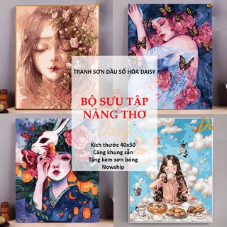 Tranh Tô Màu Theo Số Nàng Thơ Hiện Đại Hot Trend DAISY Đã Căng Khung, Tặng Kèm Sơn Bóng