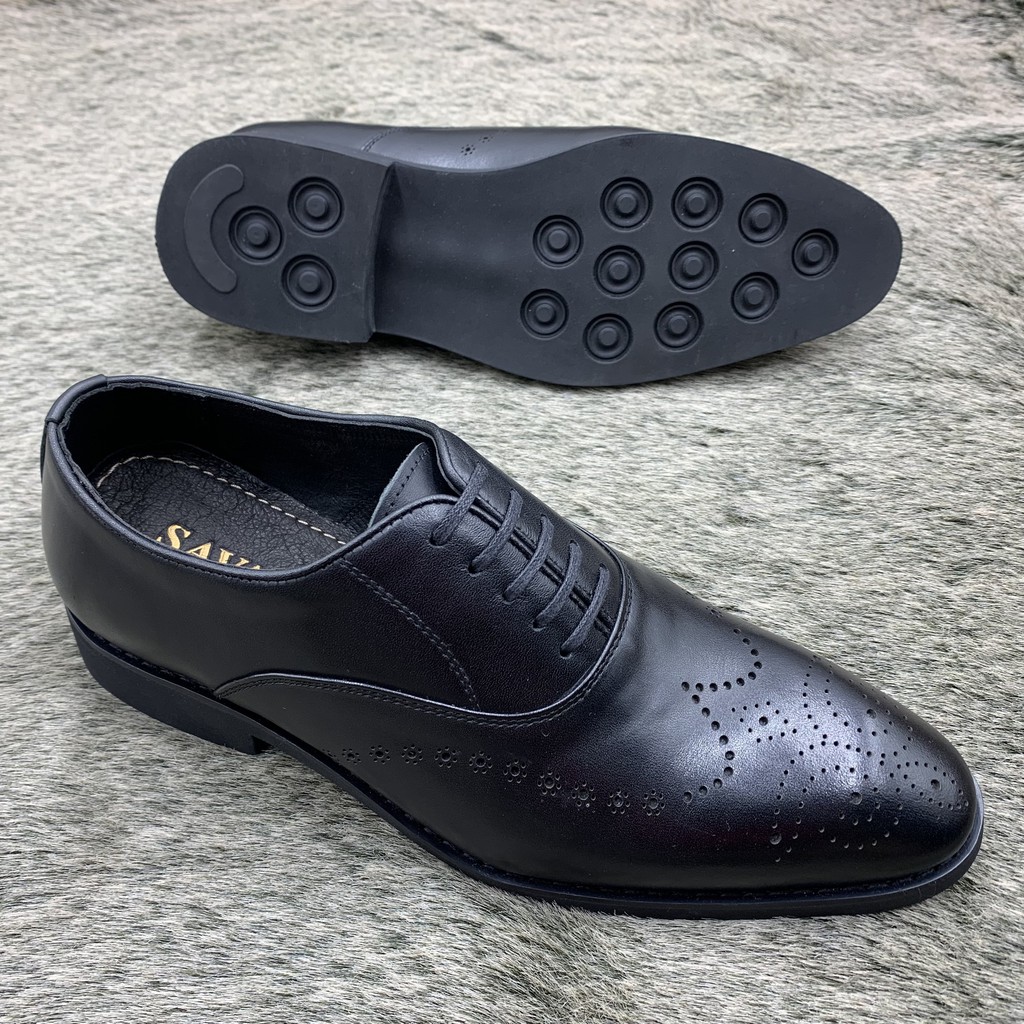 Giầy oxford công sở buộc dây, đục lỗ trang trí đế cao su siêu bền