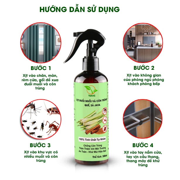 Xịt Tinh Dầu Đuổi Muỗi Và Côn Trùng TAMAS 300ml Hương Quế- Sả Java