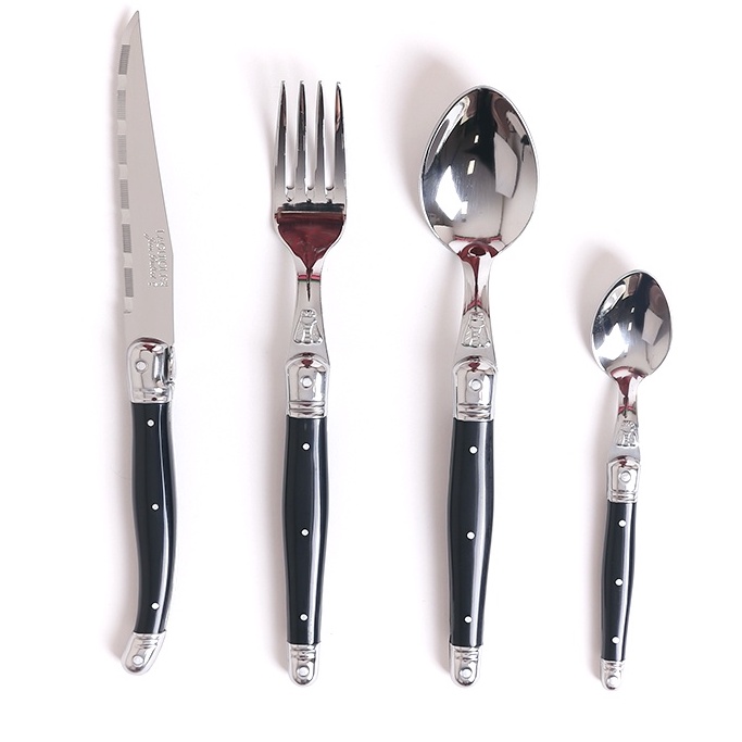 Bộ DAO THÌA DĨA (muỗng, nĩa) inox 304 Pháp Cán nhựa Màu đen | Sa Maison x Jean Dubost