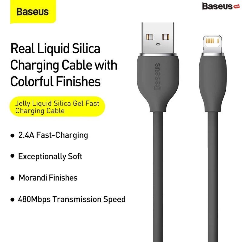 Baseus Jelly Liquid Silica Gel Fast Charging Data Cable USB to iP 2.4A